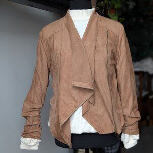 MOD REF Faux Suede Moto Jacket Size Small Drape Asymmetric Cropped Motorcycle